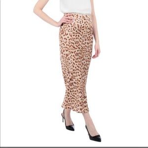 Free People Normani Bias Midi  Leopard Brown Tan Leopard Skirt 🐆